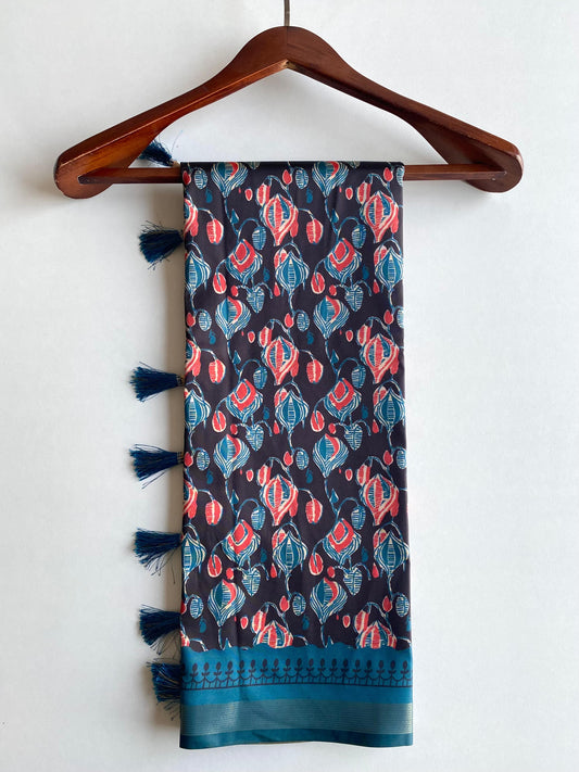 Graceful Dola Zari Patta Border Teal Blue Color Saree