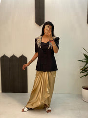 Superhit Sequence Embroidery Work Cream Color Dhoti With Jacket Superhit Sequence Embroidery Work Cream Color Dhoti With Jacket