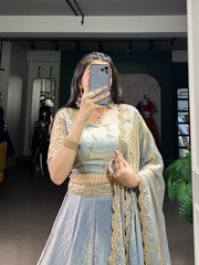 Sky Blue Color Sequence Work Attractive Lehenga Choli Sky Blue Color Sequence Work Attractive Lehenga Choli
