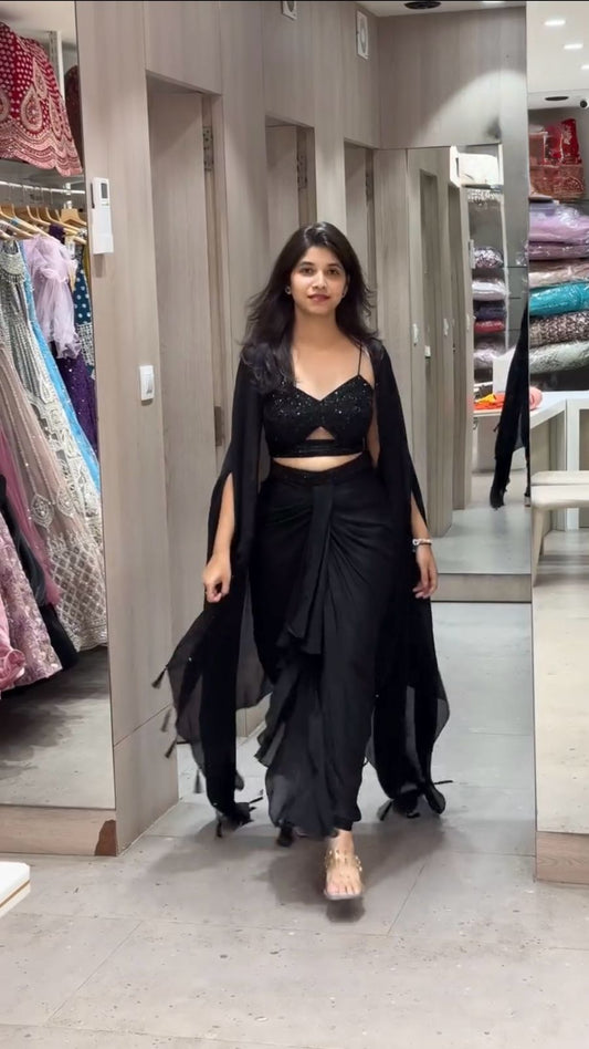 Good Looking Black Color Dhoti Suit With Shrug