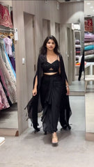 Good Looking Black Color Dhoti Suit With Shrug Good Looking Black Color Dhoti Suit With Shrug