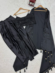 Good Looking Black Color Dhoti Suit With Shrug Good Looking Black Color Dhoti Suit With Shrug