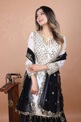 Exclusive Heavy Work White Color Suit Black Sharara Exclusive Heavy Work White Color Suit Black Sharara