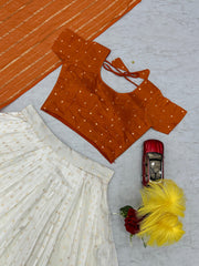 Occasion Wear Orange Choli With White Lehenga Occasion Wear Orange Choli With White Lehenga