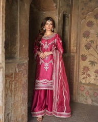 Gorgeous Heavy Pink Color Sharara Suit Gorgeous Heavy Pink Color Sharara Suit
