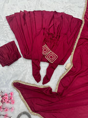 Fabulous Chinnon Silk Maroon Color Anarkali Gown Fabulous Chinnon Silk Maroon Color Anarkali Gown
