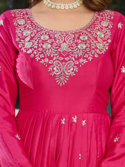 Flattering  Sequence Work Pink Color Gown Flattering  Sequence Work Pink Color Gown