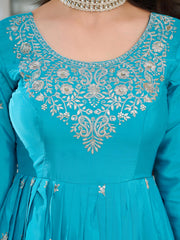 Flattering  Sequence Work Sky Blue Color Gown Flattering  Sequence Work Sky Blue Color Gown
