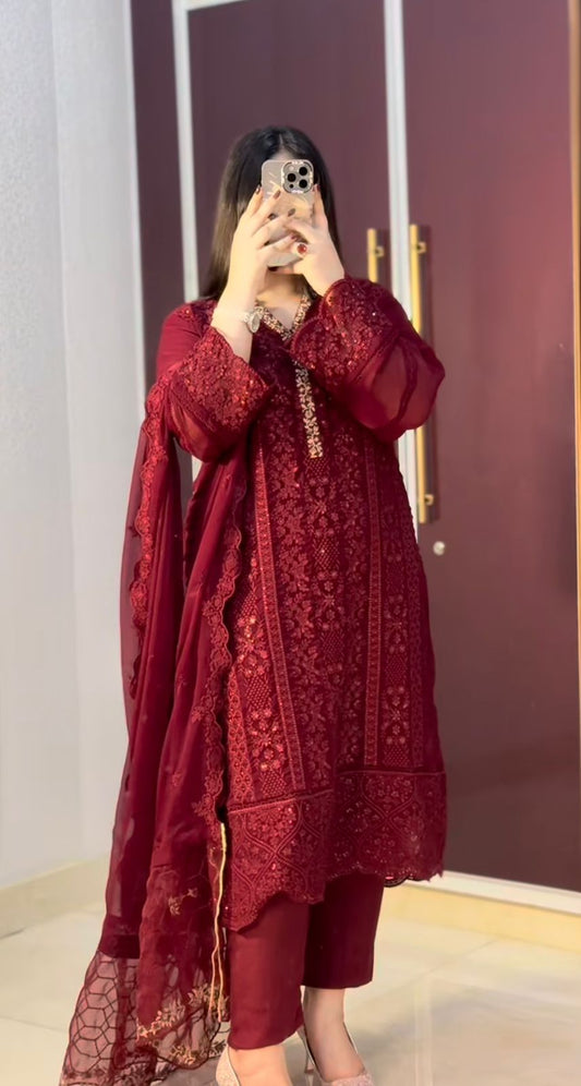 Captivating Sequence Work Maroon Color Salwar Suit