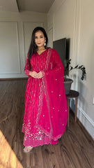 Elegant Embroidery Work Pink Color Gown Elegant Embroidery Work Pink Color Gown