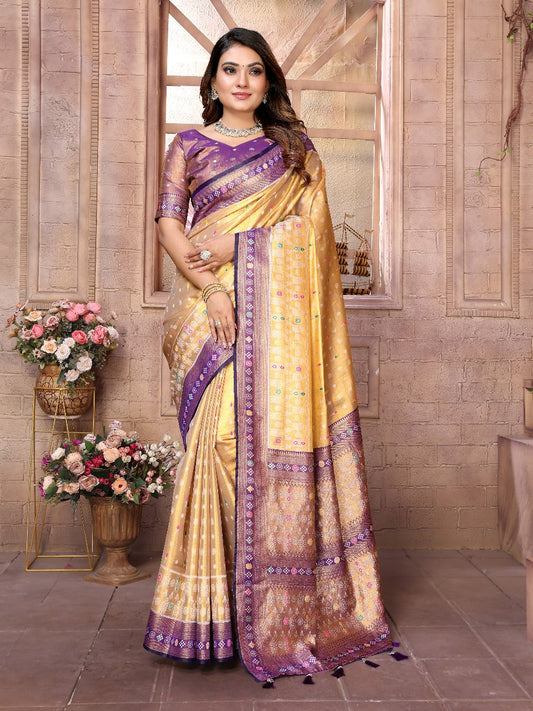 Ravishing Banarasi Tissue Silk Gold Color Saree