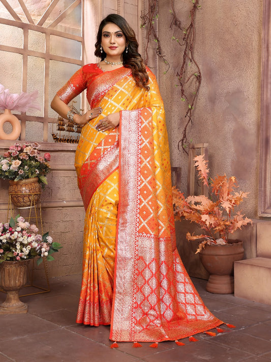 Demanding Kochi Silk Yellow Color Saree