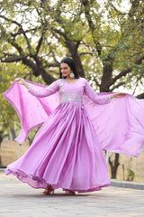 Ravishing Chinon Silk Purple Color Gown Ravishing Chinon Silk Purple Color Gown