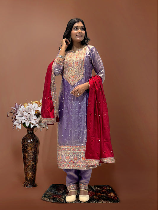 Shining Lavender Color With Heavy Work Salwar Suit