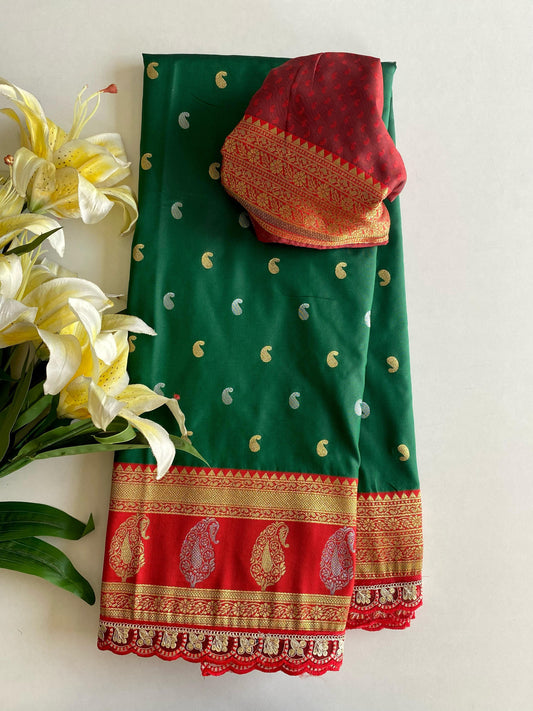 Festive Wear Green Color Paithani Silk Saree