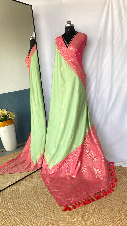 Flattering Tone Silk Zari Weaves Perrot Color Saree