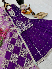 Marvelous Embroidery Work Purple Color Sharara Suit Marvelous Embroidery Work Purple Color Sharara Suit