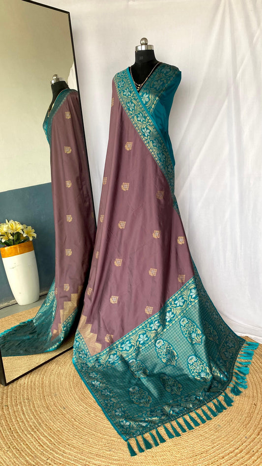 Flattering Tone Silk Zari Weaves Brown Color Saree