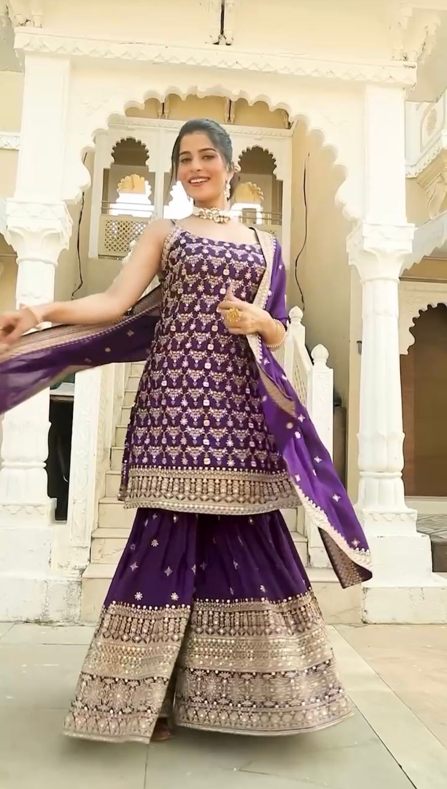 Celebrations Special Purple Color Festival Wear Sharara Suit