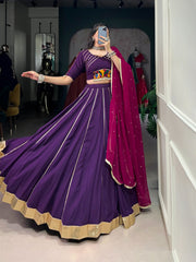 Designer Navratri Gamthi Work Purple Color Lehenga Choli Designer Navratri Gamthi Work Purple Color Lehenga Choli