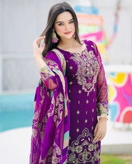 Marvelous Embroidery Work Purple Color Sharara Suit Marvelous Embroidery Work Purple Color Sharara Suit