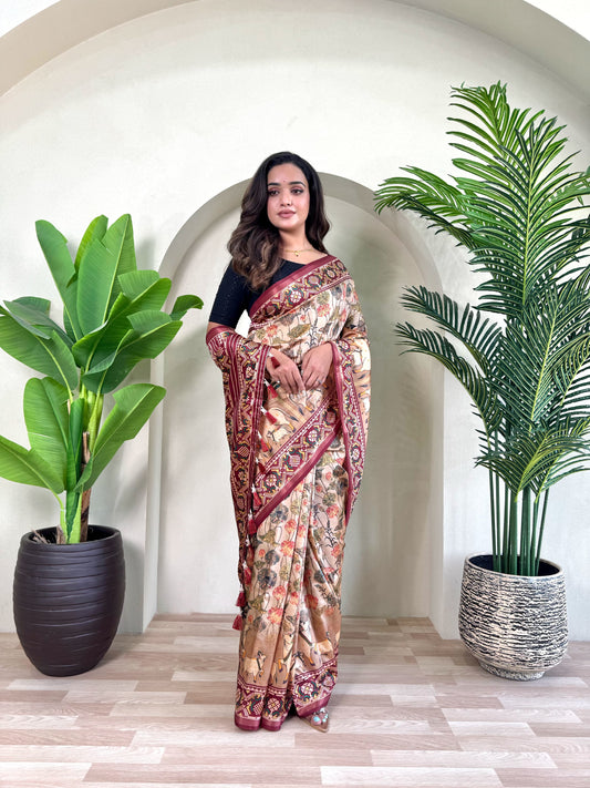 Graceful Dola Viscose Beige Color Saree