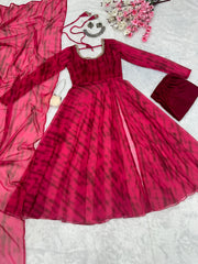 Captivating Georgette Pink Color Mirror Work Anarkali Suit Captivating Georgette Pink Color Mirror Work Anarkali Suit
