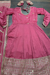 Beautiful Embroidery Work Pink Color Gown Beautiful Embroidery Work Pink Color Gown