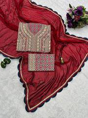 Fantastic Bollywood Rangoli Red Color Saree Fantastic Bollywood Rangoli Red Color Saree