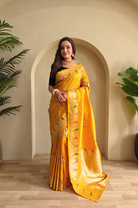 Festive Special Mustard Color Silk Saree