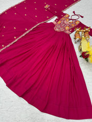 Wonderful Sequence Work Pink Color Gown Wonderful Sequence Work Pink Color Gown