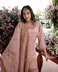Graceful Sequence Work Pink Color Sharara Suit Graceful Sequence Work Pink Color Sharara Suit