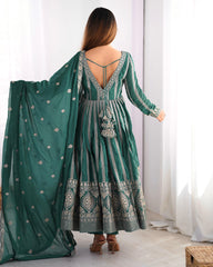 Demanding Sequence Work Teal Green Color Gown Demanding Sequence Work Teal Green Color Gown