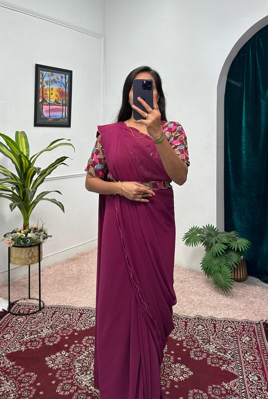 Flattering Georgette Maroon Color Gown