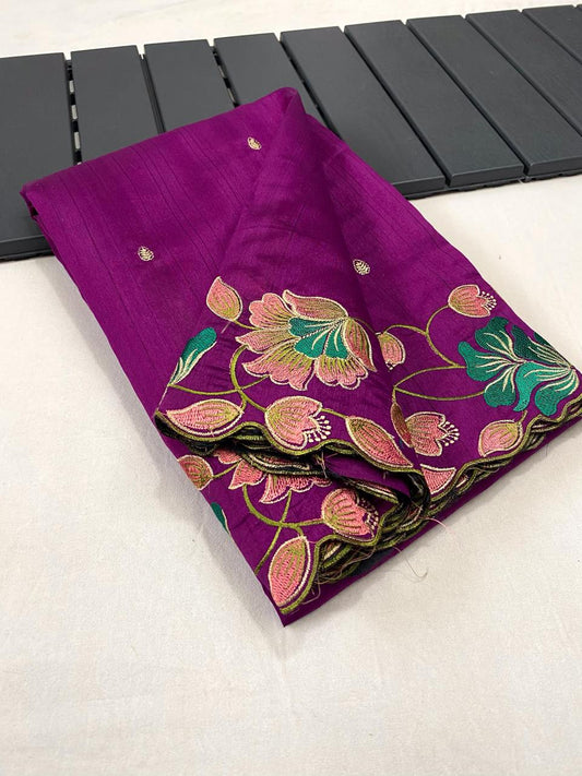 Decent Tussar Silk Purple Color Saree