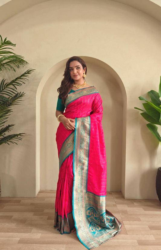 Festive Wear Pink Color Rich Pallu Paithani Silk Saree