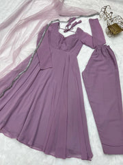 Good Looking Dusty Pink Anarkali Suit Good Looking Dusty Pink Anarkali Suit