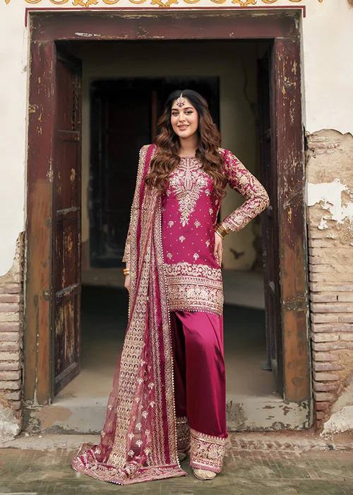 Luxuriant Maroon Natural Crep with Thread Work Sharara Suit