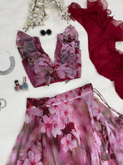 Floral Printed Light Pink Color Lehenga Choli With Ruffle Dupatta Floral Printed Light Pink Color Lehenga Choli With Ruffle Dupatta