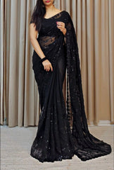 Fashionable Seqwance Work Black Color Saree Fashionable Seqwance Work Black Color Saree