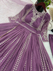 Fashionable Georgette Dusty Pink Color Embroidery Work Anarkali Gown Fashionable Georgette Dusty Pink Color Embroidery Work Anarkali Gown