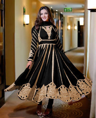Fashionable Georgette Black Color Embroidery Work Anarkali Gown Fashionable Georgette Black Color Embroidery Work Anarkali Gown