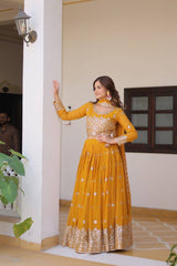 Amazing 7mm Sequence Work Orange Color Lehenga Choli Amazing 7mm Sequence Work Orange Color Lehenga Choli