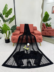 Party Wear Black Color Net Sequence Work Saree Party Wear Black Color Net Sequence Work Saree