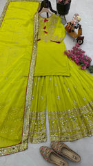 Presenting Georgette Sequence Work Yellow Color Sharara Suit Presenting Georgette Sequence Work Yellow Color Sharara Suit