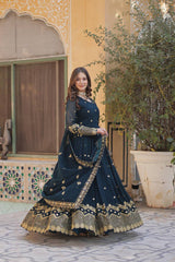Occasion Wear Navy Blue Color Desirer Readymade Grown Occasion Wear Navy Blue Color Desirer Readymade Grown