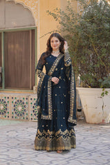 Occasion Wear Navy Blue Color Desirer Readymade Grown Occasion Wear Navy Blue Color Desirer Readymade Grown