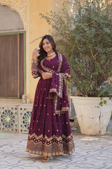 Occasion Wear Purple Color Desirer Readymade Grown Occasion Wear Purple Color Desirer Readymade Grown