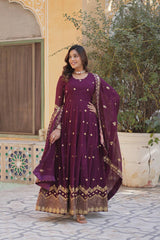 Occasion Wear Purple Color Desirer Readymade Grown Occasion Wear Purple Color Desirer Readymade Grown