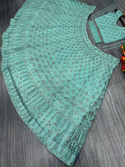 Designer Teal Blue Color Heavy Embroidery Lehenga Choli Designer Teal Blue Color Heavy Embroidery Lehenga Choli